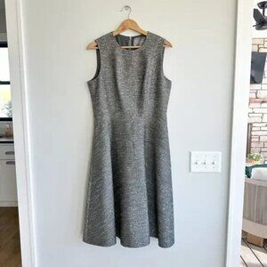 Lela Rose Seamed Full Skirt Sequin Fit & Flare Dress Gray 12 NWT